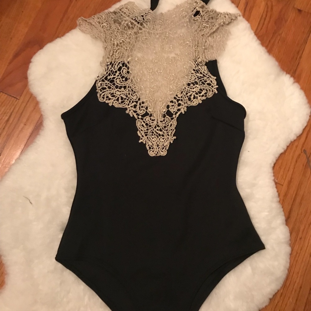 Black and Beige bodysuit